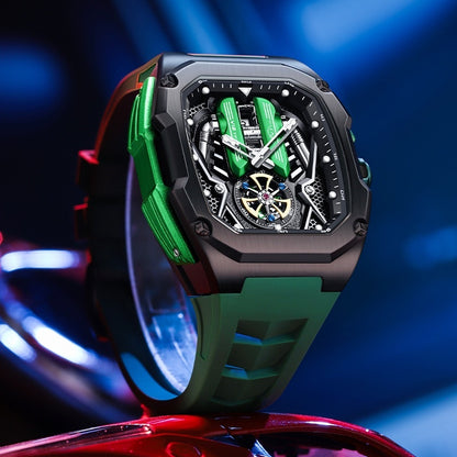 Men's High-grade Tonneau Three-Dimensional Hollow Waterproof Luminous Quartz Watch
